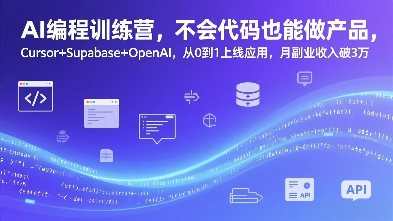 AI编程训练营，不会代码也能做产品，Cursor+Supabase+OpenAI，从0到1上线应用，月副业收入破3万-寒山客