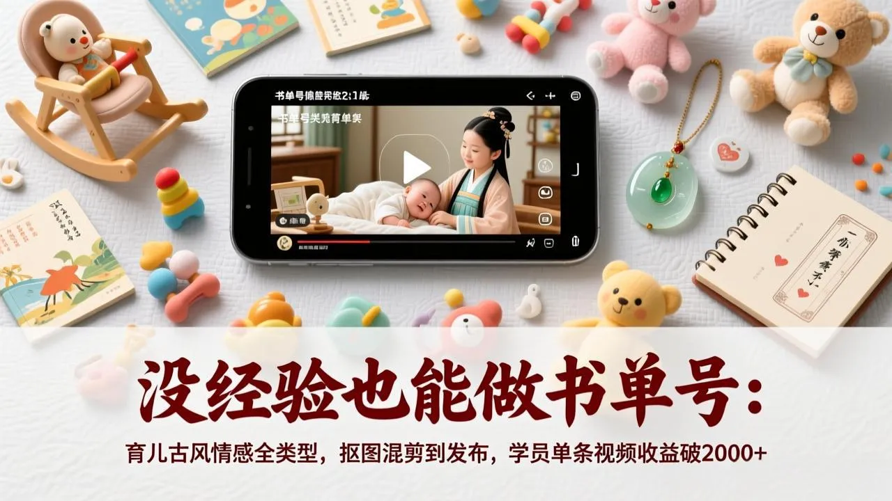 没经验也能做书单号：育儿古风情感全类型，抠图混剪到发布，学员单条视频收益破2000+-寒山客