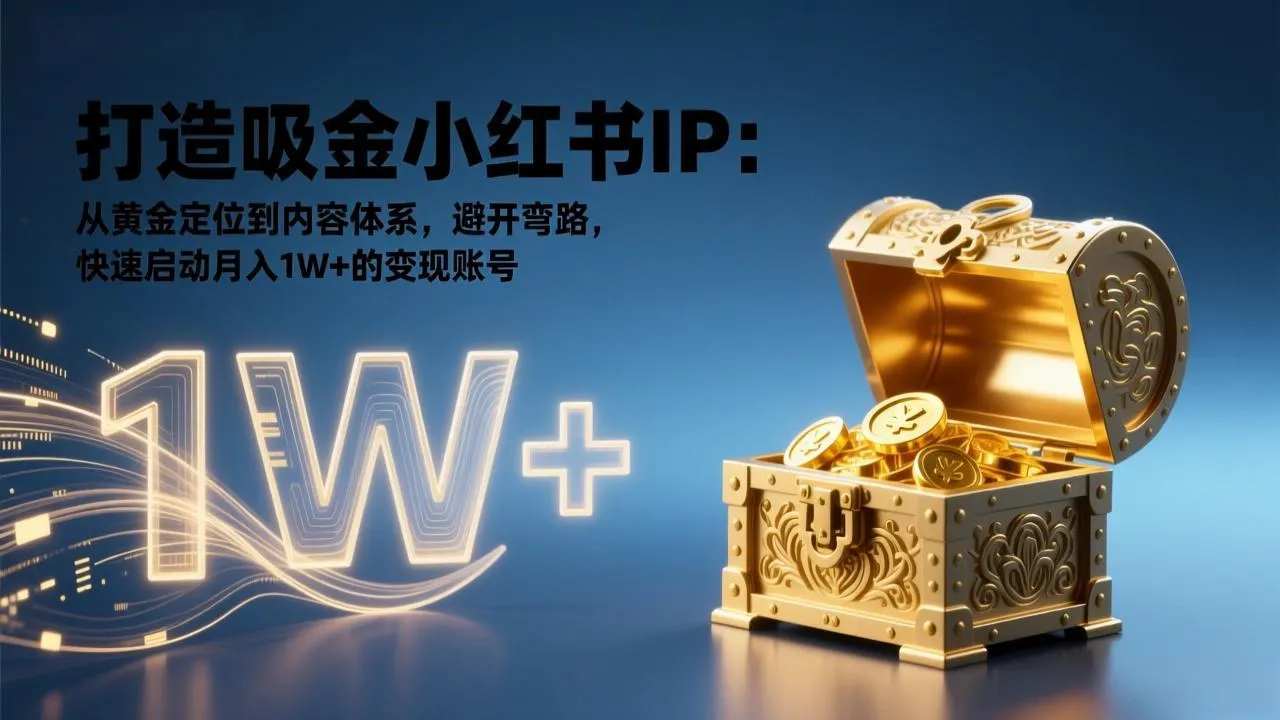 打造吸金小红书IP：从黄金定位到内容体系，避开弯路，快速启动月入1W+的变现账号-寒山客