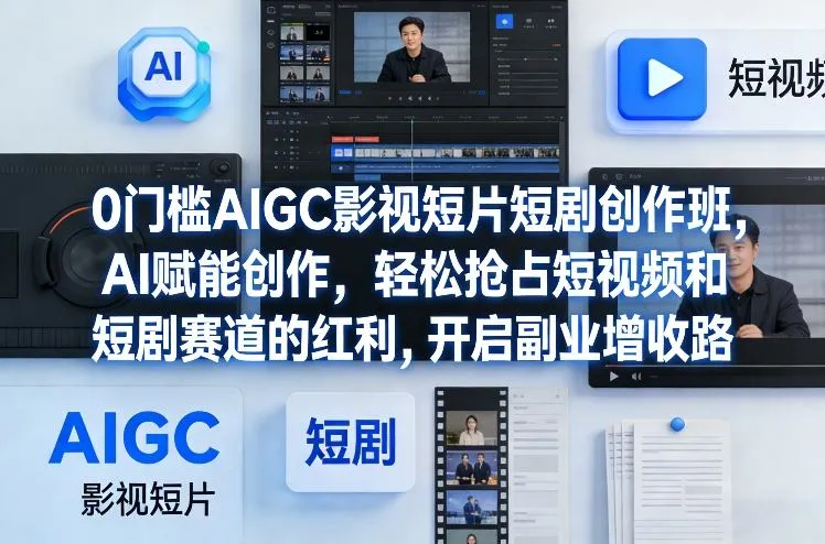 0门槛AIGC影视短片短剧创作班，AI赋能创作，轻松抢占短视频和短剧赛道的红利，开启副业增收路-寒山客