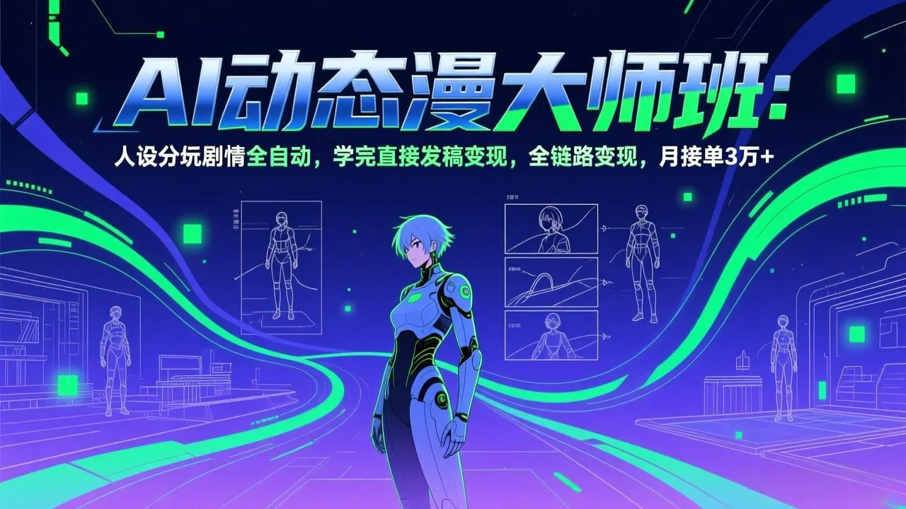 AI动态漫剧大师班：人设分镜剧情全自动，学完直接发稿变现，全链路变现，月接单3万+-寒山客