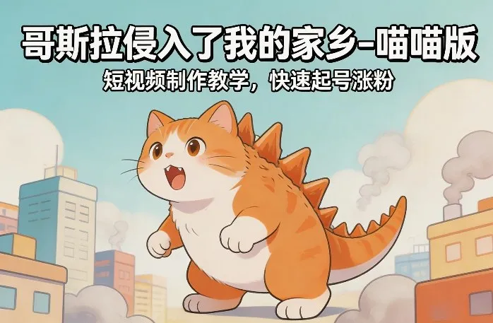 哥斯拉侵入了我的家乡–喵喵版短视频制作教学，快速起号涨粉-寒山客