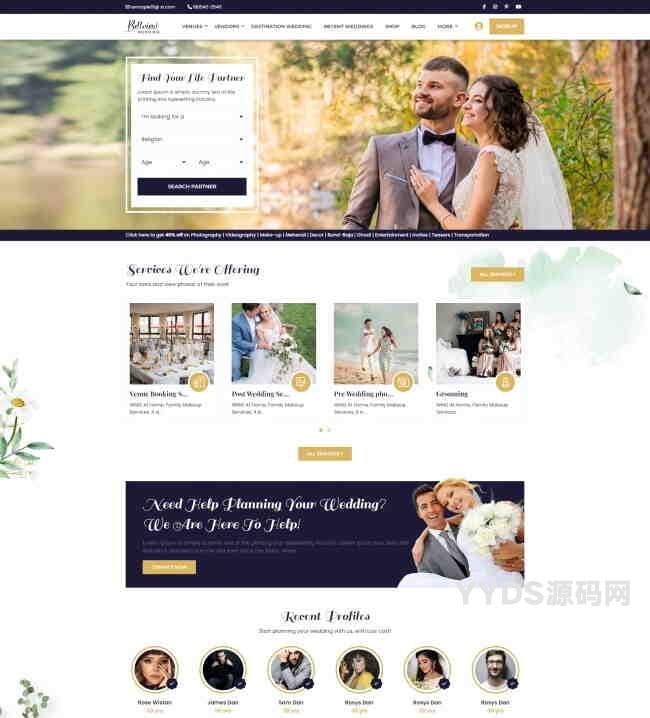 响应式HTML5婚礼服务网站模板