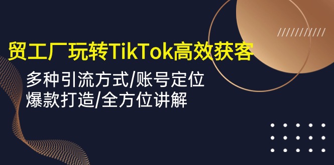 （10302期）外贸工厂玩转TikTok高效获客，多种引流方式/账号定位/爆款打造/全方位讲解-寒衣客