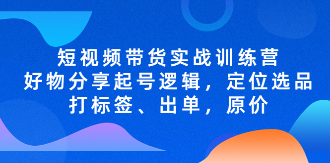 短视频带货实战训练营，好物分享起号逻辑，定位选品打标签、出单，原价-寒山客