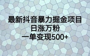 最新抖音暴力掘金项目，日涨万粉，一单变现500+-寒山客
