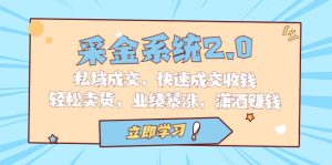 采金 系统2.0,私域成交,快速成交收钱,轻松卖货,业绩暴涨,潇洒赚钱-寒山客