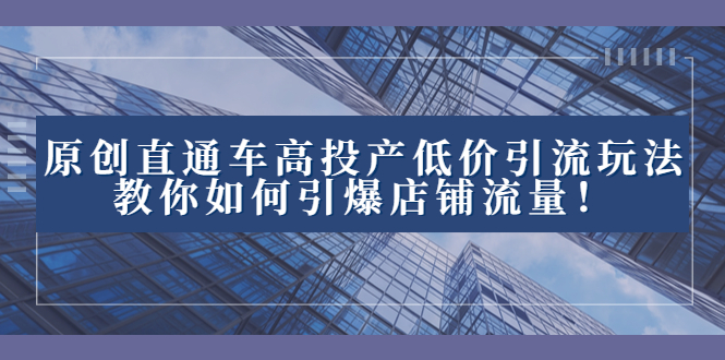 2023直通车高投产低价引流玩法，教你如何引爆店铺流量！-寒山客