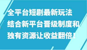 全平台短剧最新玩法,结合新平台晋级制度和独有资源让收益翻倍!-寒山客