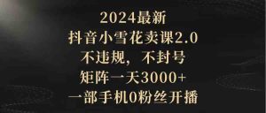 (9639期)2024最新抖音小雪花卖课2.0 不违规 不封号 矩阵一天3000+一部手机0粉丝开播-寒山客