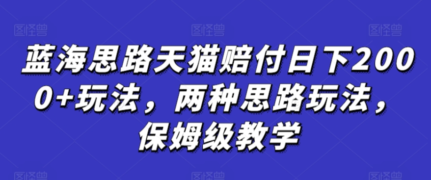 蓝海思路天猫赔付日下2000+玩法，两种思路玩法，保姆级教学【仅揭秘】-寒山客