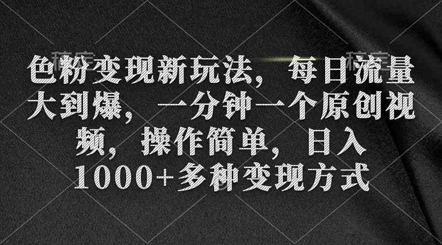 （9282期）色粉变现新玩法，每日流量大到爆，一分钟一个原创视频，操作简单，日入1…-寒山客