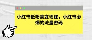 小红书低粉高变现课,小红书必爆的流量密码-寒山客