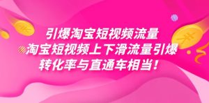 引爆淘宝短视频流量,淘宝短视频上下滑流量引爆,每天免费获取大几万高转化-寒山客