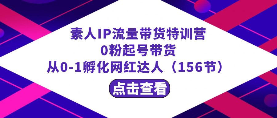 繁星·计划素人IP流量带货特训营：0粉起号带货 从0-1孵化网红达人（156节）-寒山客