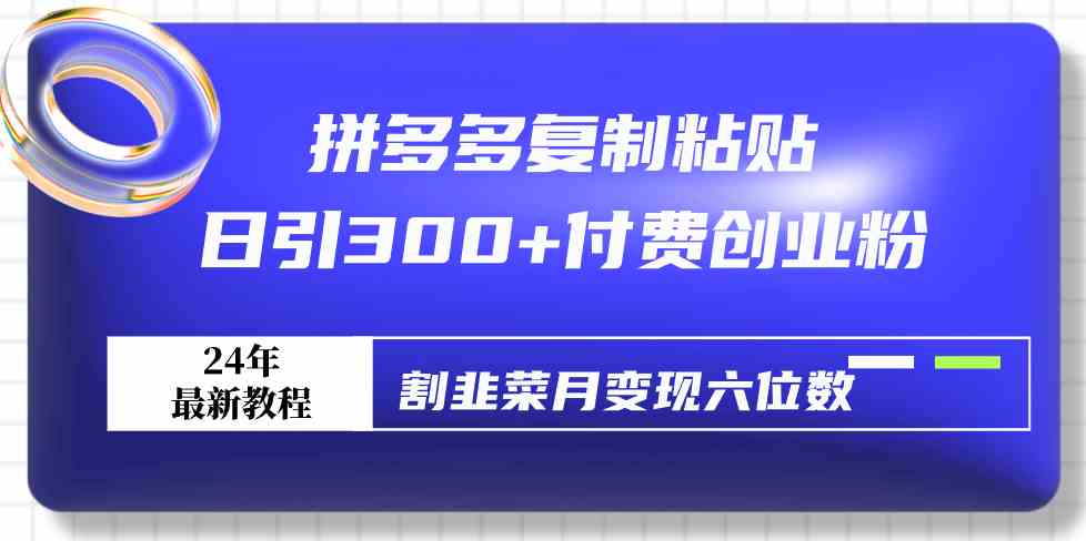 （9129期）拼多多复制粘贴日引300+付费创业粉，割韭菜月变现六位数最新教程！-寒衣客