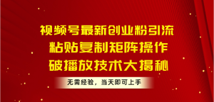 (10803期)视频号最新创业粉引流,粘贴复制矩阵操作,破播放技术大揭秘,无需经验…-寒山客