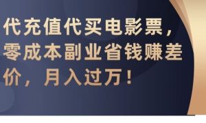 代充值代买电影票,零成本副业省钱赚差价,月入过万【揭秘】-寒山客