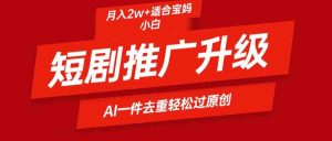 (9652期)短剧推广升级新玩法,AI一键二创去重,轻松月入2w+-寒山客