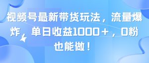 (10858期)视频号最新带货玩法,流量爆炸,单日收益1000+,0粉也能做!-寒山客