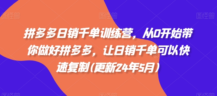 拼多多日销千单训练营，从0开始带你做好拼多多，让日销千单可以快速复制(更新24年5月)-寒山客