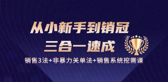 从小新手到销冠 三合一速成：销售3法+非暴力关单法+销售系统挖需课 (27节)-寒山客