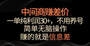 中间商赚差价,一单纯利润30+,简单无脑操作,赚的就是信息差,轻轻松松日入1000+-寒山客