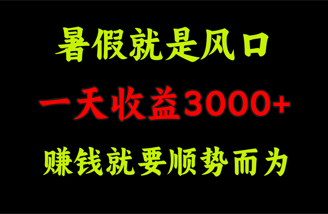 一天收益3000+ 赚钱就是顺势而为，暑假就是风口-寒山客