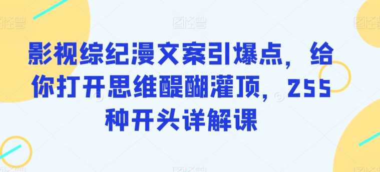 影视综纪漫文案引爆点，给你打开思维醍醐灌顶，255种开头详解课-寒山客