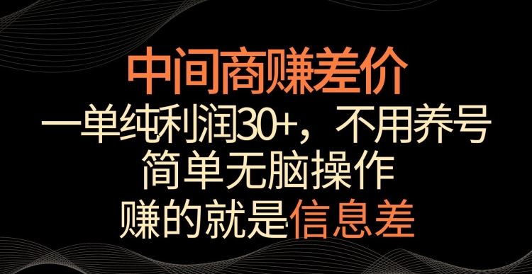 中间商赚差价，一单纯利润30+，简单无脑操作，赚的就是信息差，轻轻松松日入1000+【揭秘】-寒山客