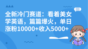 全新冷门赛道:看着美女学英语,篇篇爆火,单日涨粉10000+收入5000+-寒山客