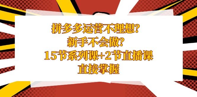 拼多多运营不理想？新手不会做？15节系列课+2节直播课，直接掌握-寒衣客