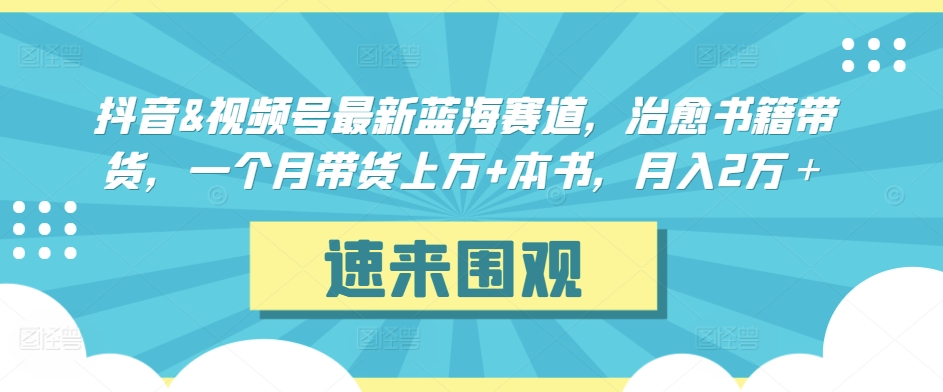 抖音&视频号最新蓝海赛道，治愈书籍带货，一个月带货上万+本书，月入2万＋-寒山客