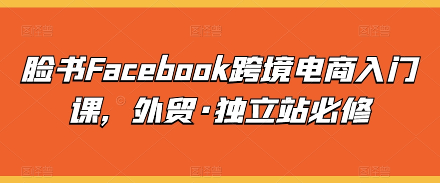 脸书Facebook跨境电商入门课，外贸·独立站必修-寒山客