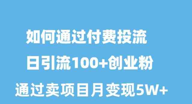 （10189期）如何通过付费投流日引流100+创业粉月变现5W+-寒山客