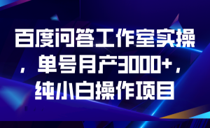 百度问答工作室实操，单号月产3000+，纯小白操作项目-寒山客