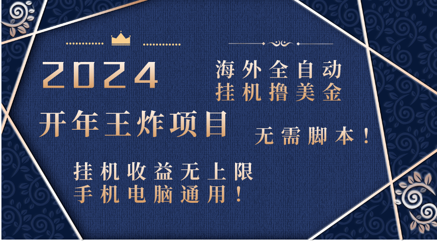 2024海外全自动挂机撸美金项目！手机电脑均可，无需脚本，收益无上限！-寒衣客