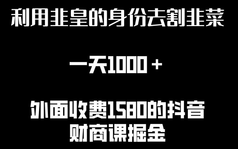 利用非皇的身份去割韭菜，一天1000+(附详细资源)-寒衣客