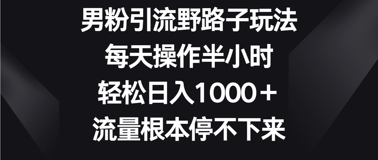 男粉引流野路子玩法，每天操作半小时轻松日入1000＋，流量根本停不下来-寒山客