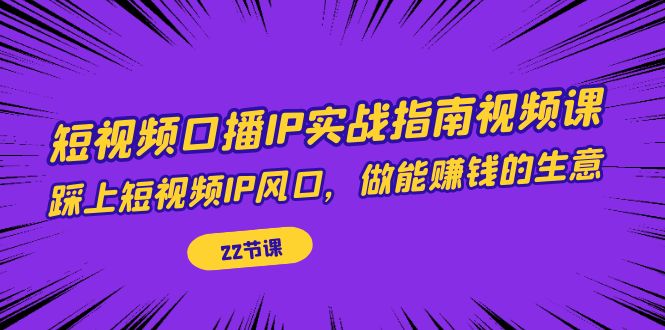 短视频口播IP实战指南视频课，踩上短视频IP风口，做能赚钱的生意（22节课）-寒山客