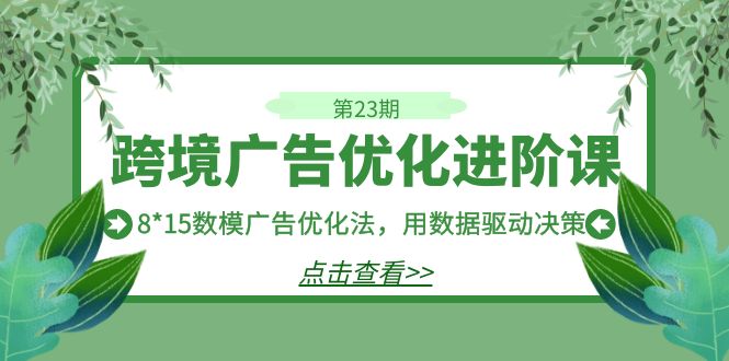 跨境广告·优化进阶课·第23期，8*15数模广告优化法，用数据驱动决策-寒衣客