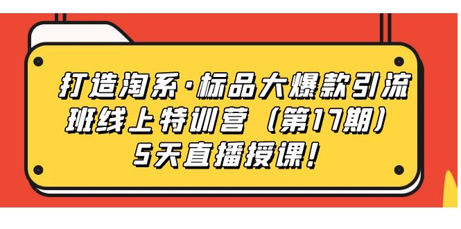 打造淘系·标品大爆款引流班线上特训营（第17期）5天直播授课！-寒山客