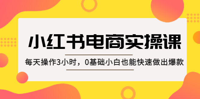 小红书·电商实操课：每天操作3小时，0基础小白也能快速做出爆款！-寒山客