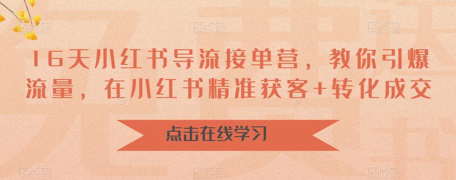 16天-小红书 导流接单营，教你引爆流量，在小红书精准获客+转化成交-寒山客