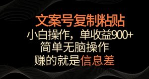 文案号掘金,简单复制粘贴,小白操作,单作品收益900+-寒山客