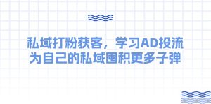 (10728期)某收费课:私域打粉获客,学习AD投流,为自己的私域囤积更多子弹-寒山客