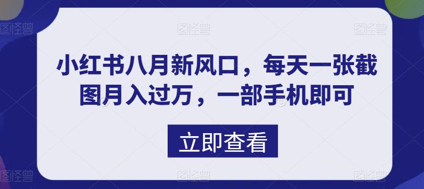 八月新风口，小红书虚拟项目一天收入1000+，实战揭秘-寒山客