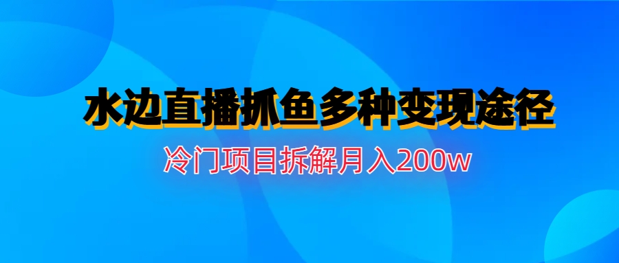 水边直播抓鱼多种变现途径冷门项目月入200w拆解-寒衣客