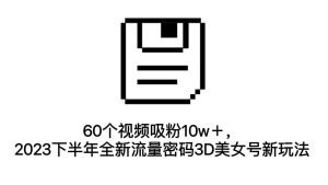 60个视频吸粉10w+,2023下半年全新流量密码3D美女号新玩法(教程+资源)-寒山客