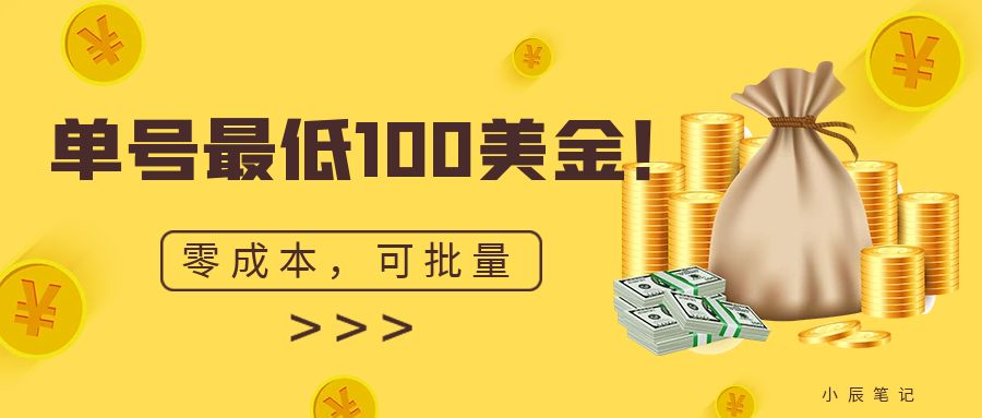 单号最低100美金，零成本，小白无脑操作。可复制，可扩大。-寒山客